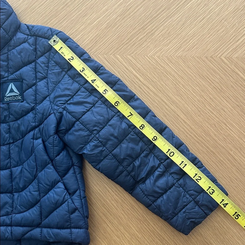Reebok Kids Puffer Jacket Navy Blue Full Zip Quilted Lightweight Coat